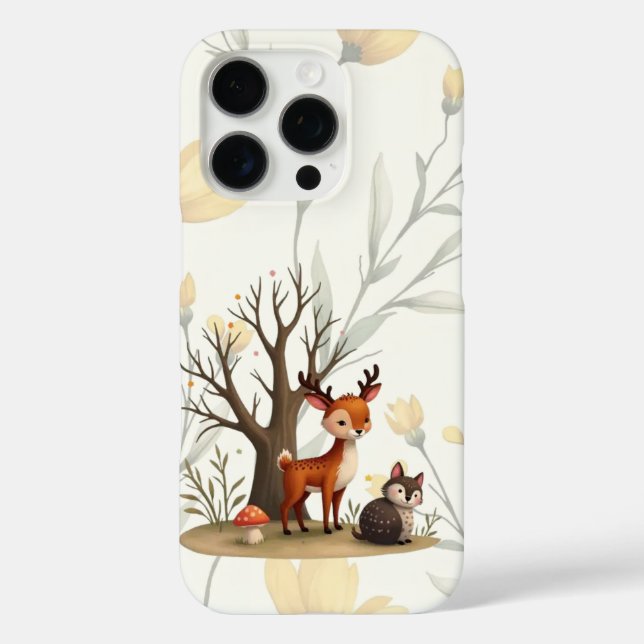 Whimsical Deer & Hedgehog iPhone/iPad Case (Back)