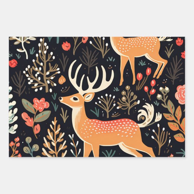 Whimsical Deer Wrapping Paper (Front)