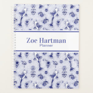 Whimsical Delft Blue Pottery Koi Planner