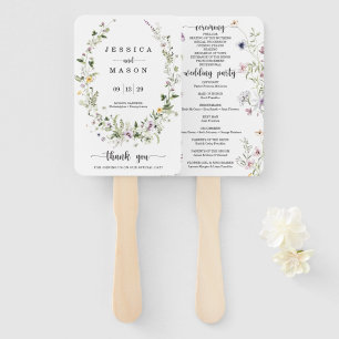 Whimsical Delicate Wildflower Wedding Program Fan