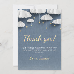 Whimsical Denim Blue Baby Shower Thank You Card