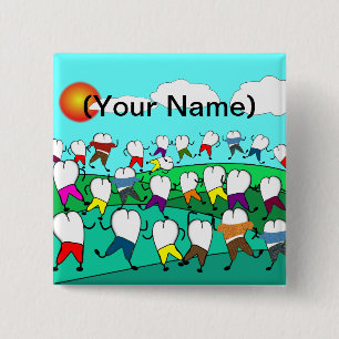 Whimsical Dental Tooth Art Gifts 2 Inch Square Button