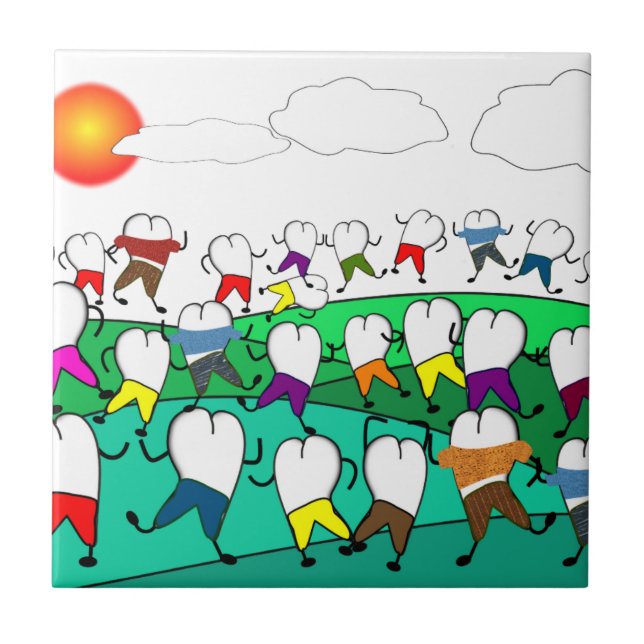 Whimsical Dental  Tooth Art Gifts Tile (Front)