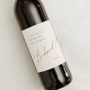 Whimsical Desert   Beige Bridesmaid Proposal Wine Label