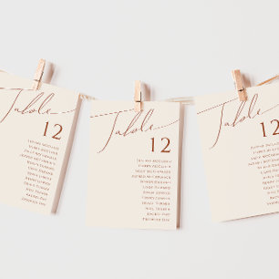 Whimsical Desert   Beige Table Number Chart