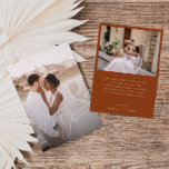 Whimsical Desert | Rust Flat Photo Thank You Card<br><div class="desc">This whimsical desert | rust flat photo thank you card is perfect for your simple rustic western beige and terracotta earth tones wedding. The neutral earthy boho colour palette is vintage southwestern with a modern retro feel. The script is a delicate minimalist handwritten calligraphy that is quite elegant and romantic....</div>