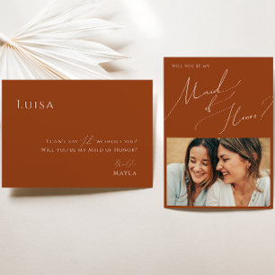 Whimsical Desert   Rust Photo Maid of Honour Card