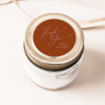 Whimsical Desert | Rust Thank You Wedding Favour Classic Round Sticker<br><div class="desc">This whimsical desert | rust thank you wedding favour is perfect for your simple rustic western beige and terracotta earth tones wedding. The neutral earthy boho colour palette is vintage southwestern with a modern retro feel. The script is a delicate minimalist handwritten calligraphy that is quite elegant and romantic. The...</div>