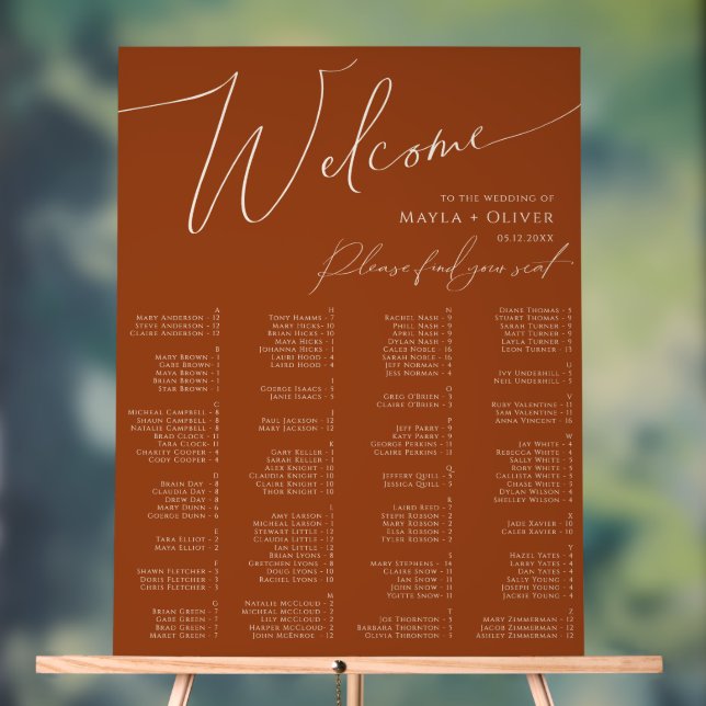 Whimsical Desert | Terracotta Alphabetical Seating Acrylic Sign (Neutral)