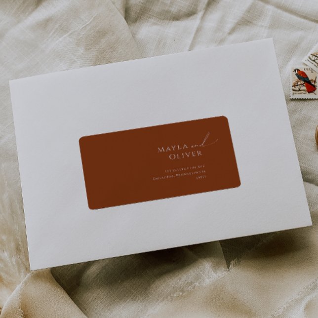 Whimsical Desert | Terracotta RSVP Return Address Label (Creator Uploaded)