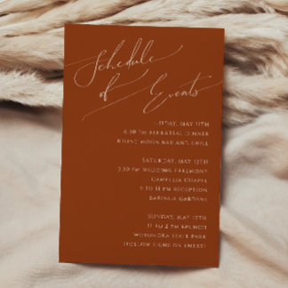 Whimsical Desert | Terracotta Schedule of Events Enclosure Card