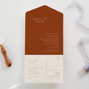 Whimsical Desert   Terracotta Seal and Send All In One Invitation