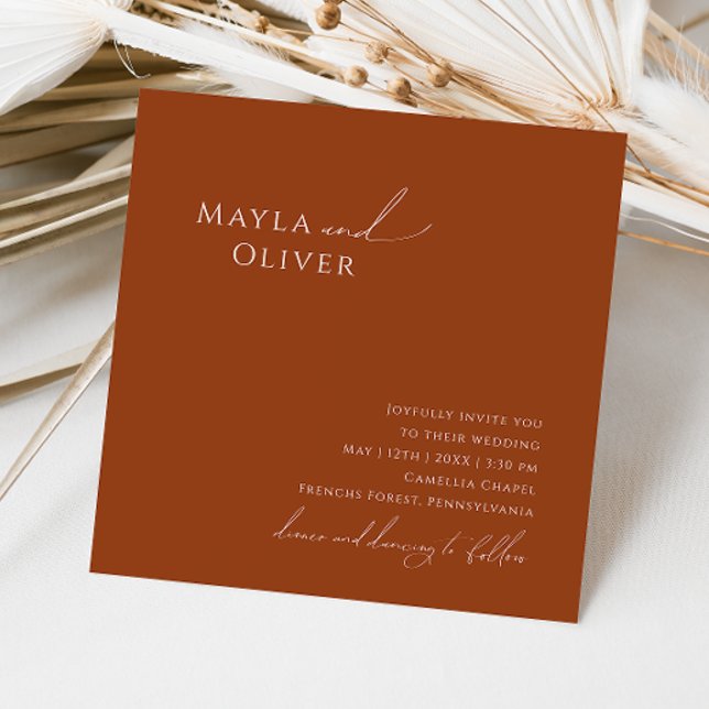 Whimsical Desert | Terracotta Square Wedding Invitation (Creator Uploaded)