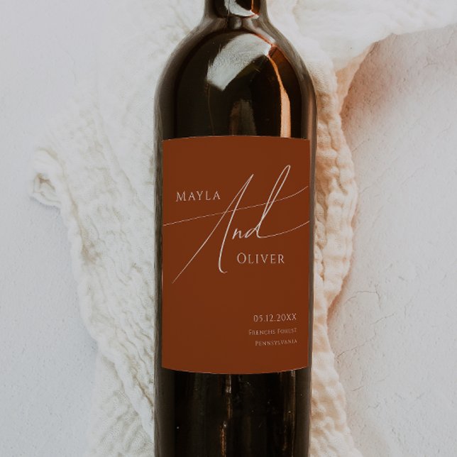 Whimsical Desert | Terracotta Wedding Wine Label (Creator Uploaded)