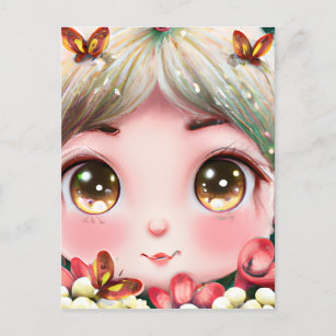 Whimsical Detailed Fantasy Cute Kawaii Baby Woodla Postcard