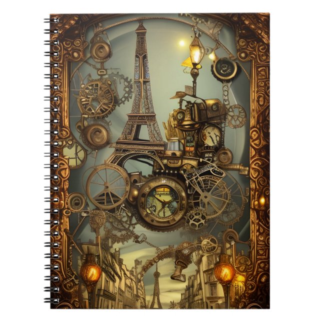 Whimsical Detailed Steampunk Fantasy notebook (Front)