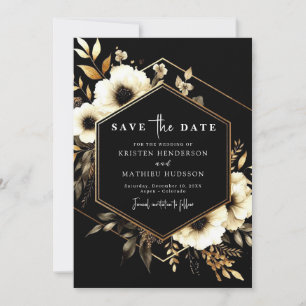 Whimsical Digital Gold and Black Wedding Save The Date