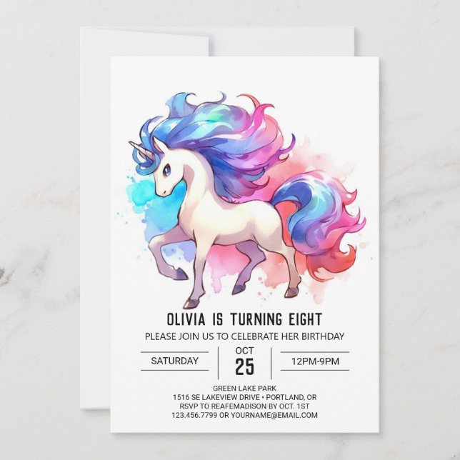 Whimsical Digital Horse Birthday Invitation (Front)