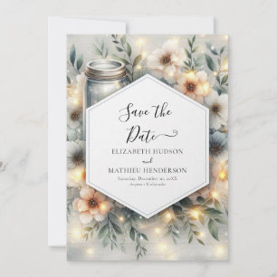 Whimsical Digital Mason Jar Wedding Save The Date