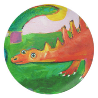 Whimsical Dinosaur plate