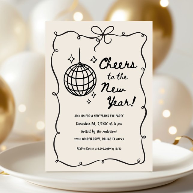 Whimsical Disco Ball New Year's Eve Party Invitation (Creator Uploaded)