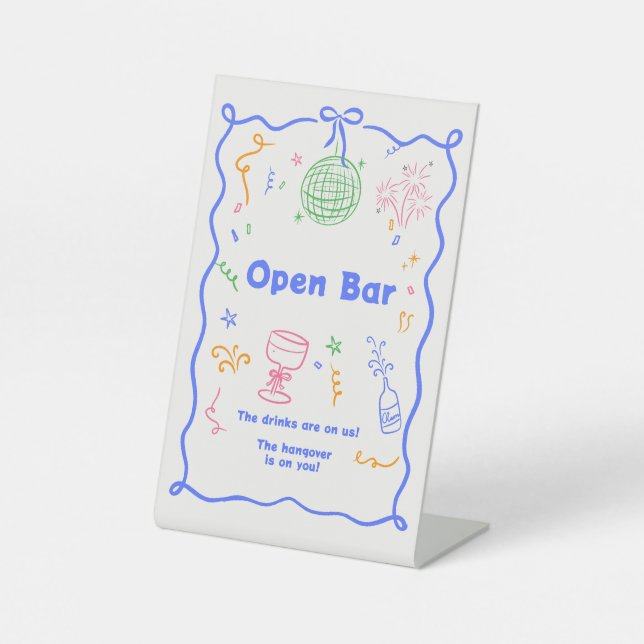 Whimsical Disco Birthday Pastels Colourful Pedestal Sign (Front)