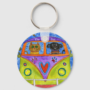 Whimsical Dog and Cat  Keychain