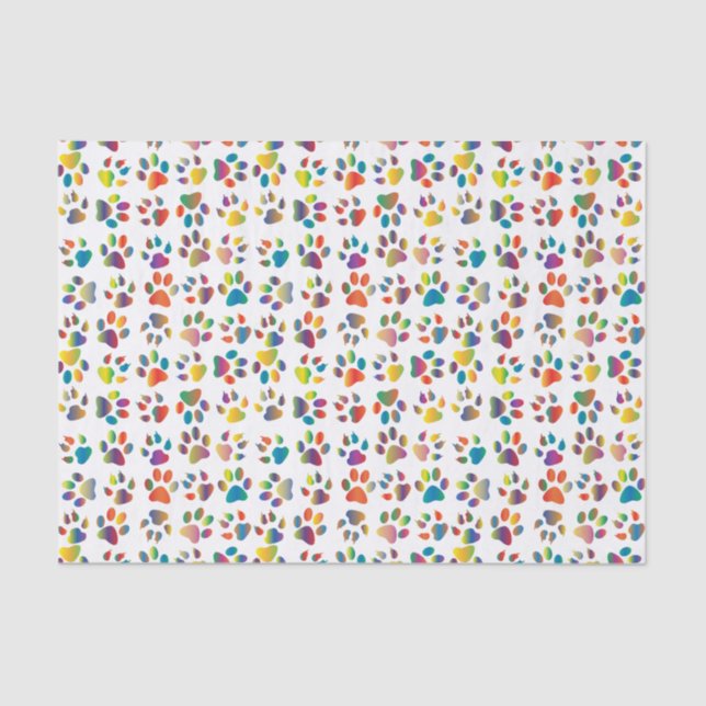 Whimsical Dog and Cat Paws Tissue Paper (Front)