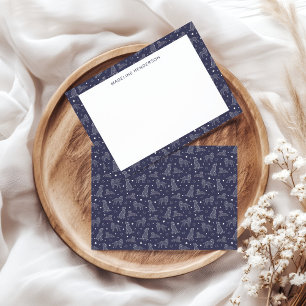 Whimsical Dog Constellations Dusty Blue Monogram Card