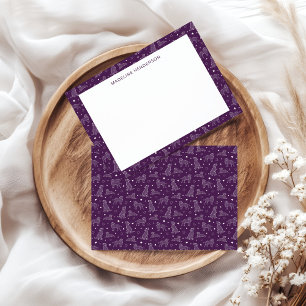 Whimsical Dog Constellations Plum Purple Monogram Card