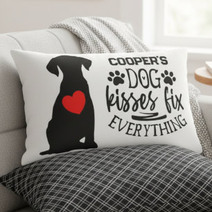 Whimsical Dog Kisses Fix Everything Heart Lumbar Pillow
