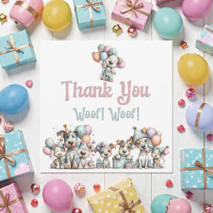 Whimsical Dog Watercolor Birthday Thank You Card