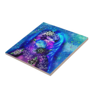 Whimsical Dolphin Blue Teal Coastal Nautical  Tile