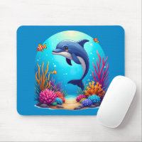 Whimsical Dolphin in Vibrant Coral Reef