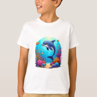 Whimsical Dolphin in Vibrant Coral Reef