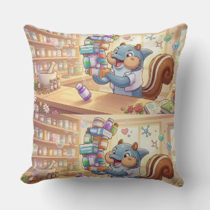 Whimsical Dolphin Squirrel Apothecary  Throw Pillow