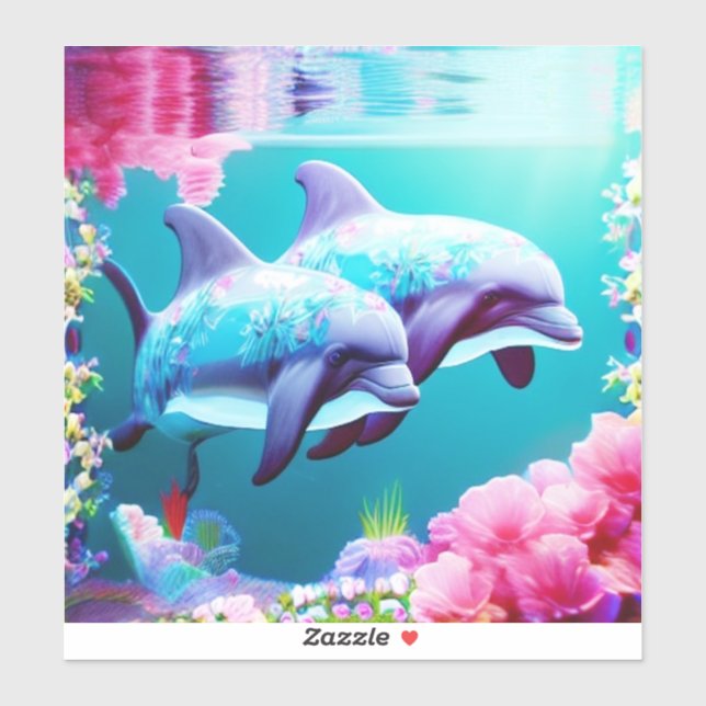 Whimsical Dolphins and Floral Underwater       (Sheet)
