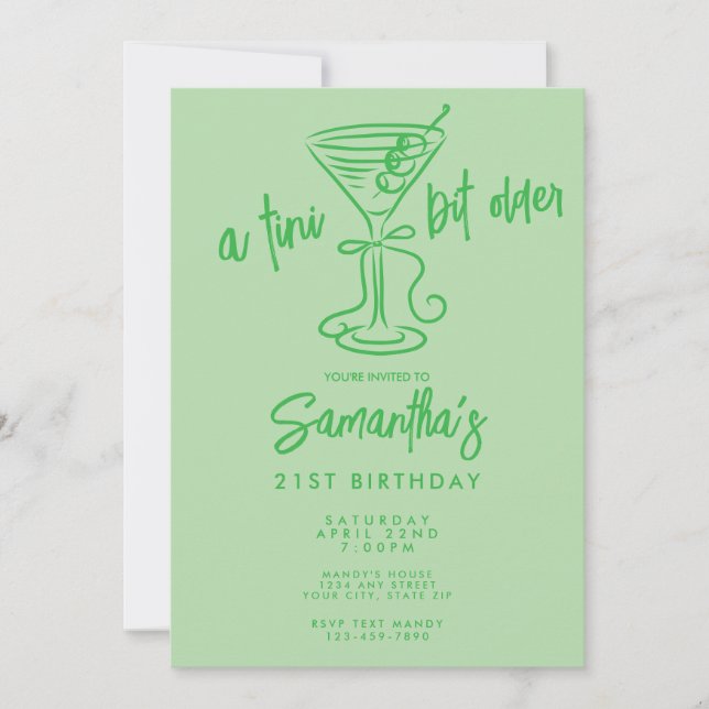 Whimsical Doodle A Tini Bit Older 21st Birthday Invitation (Front)