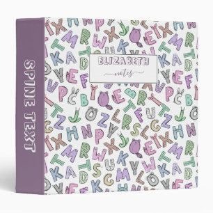 Whimsical doodle alphabet letters binder