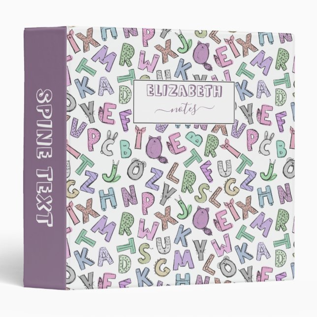 Whimsical doodle alphabet letters binder (Front/Spine)