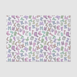 Whimsical doodle alphabet letters tissue paper
