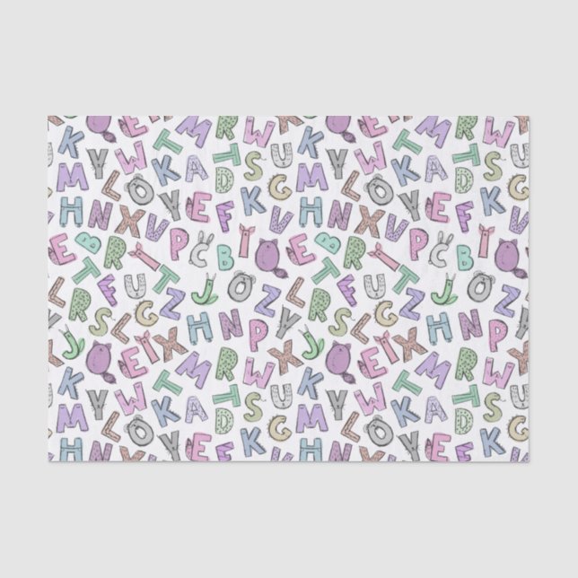 Whimsical doodle alphabet letters tissue paper (Front)