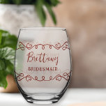 Whimsical Doodle Art Any Colour Wedding Stemless Wine Glass<br><div class="desc">Wedding party gift to personalize for your bridesmaids or anyone in your bridal party. You can also add the name of the bride and groom and their wedding date. Simple modern whimsical doodle design with love hearts. You are also welcome to edit the colours in the design tool, where you...</div>