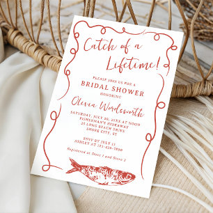 Whimsical Doodle Coastal Sardine Bridal Shower Invitation