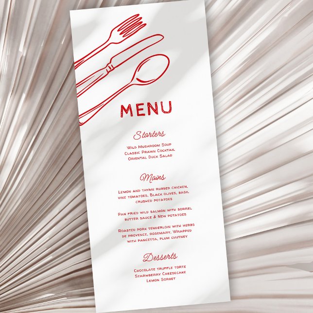 Whimsical Doodle Cutlery Wedding Menu (Creator Uploaded)