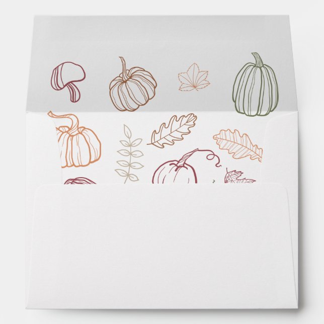 Whimsical Doodle | Fall Autumn Modern Envelope (Back (Bottom))