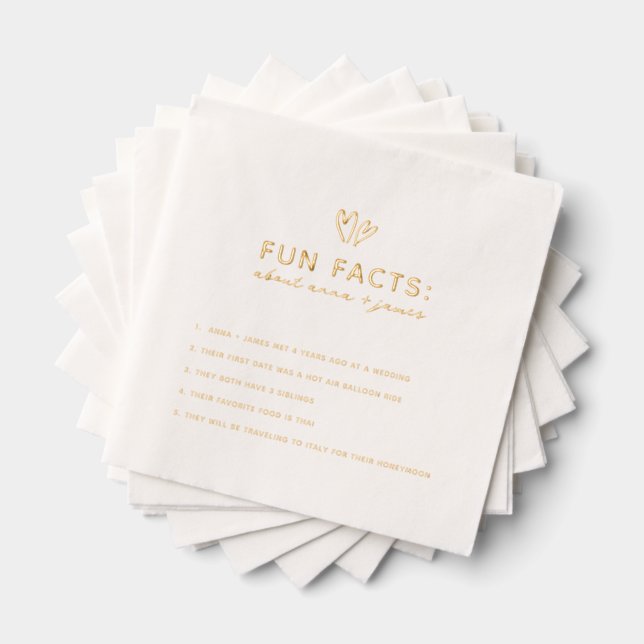 Whimsical Doodle Hearts Fun Facts Foil Napkins (Insitu (Stacked))