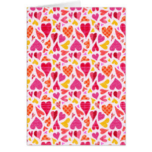 Whimsical Doodle Hearts Motif Valentine's Card
