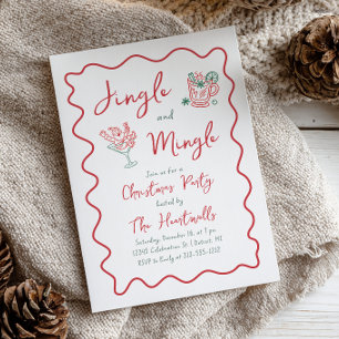 Whimsical Doodle Jingle Mingle Christmas Party Invitation