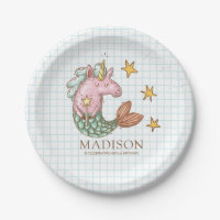 Whimsical Doodle Mermaid Unicorn Birthday